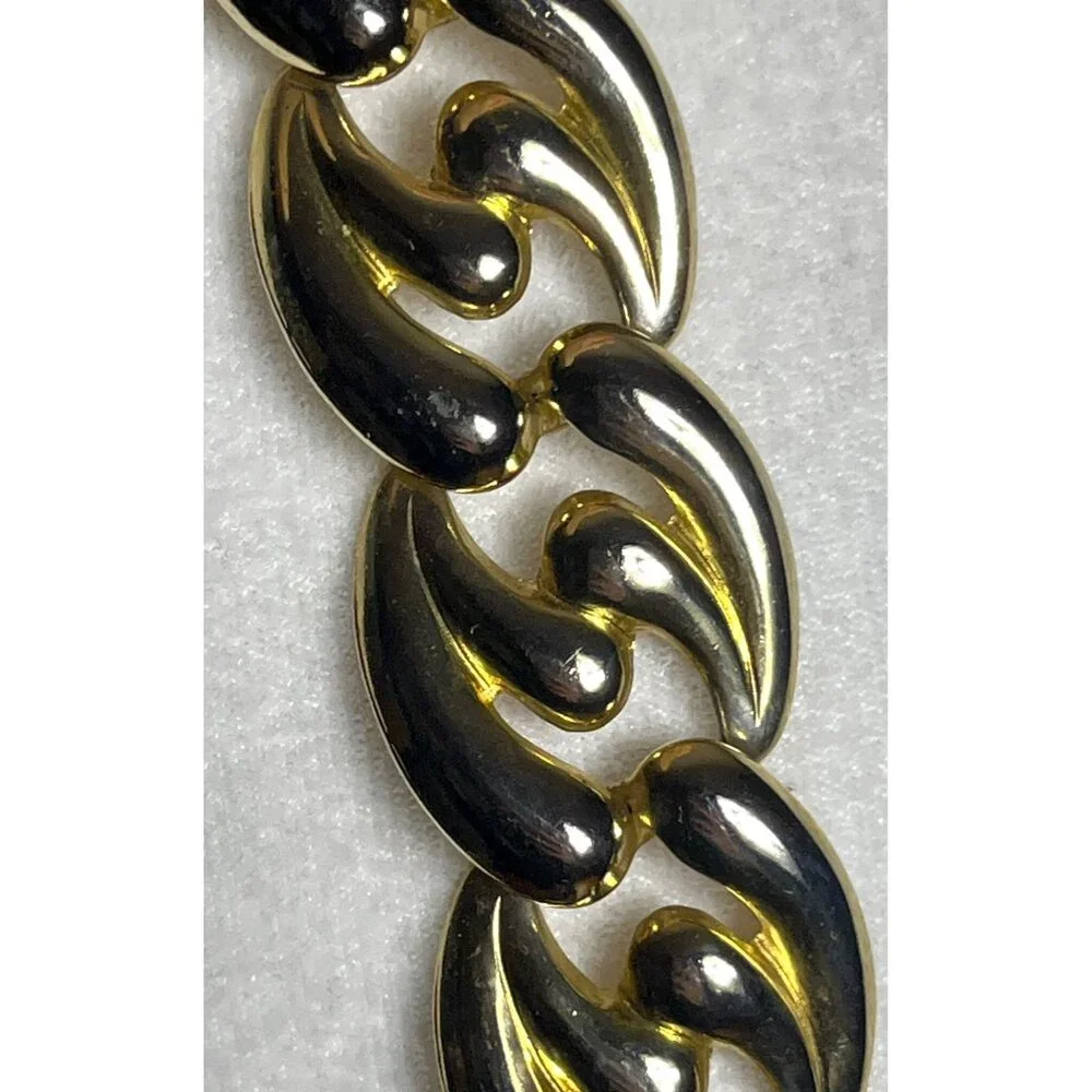 Vtg Chunky Chain Link Bold Statement Necklace 17" 80s Gold Tone Womens Jewelry - Picture 3 of 7